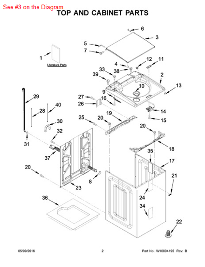 Picture of Whirlpool LID - Part# W10594159
