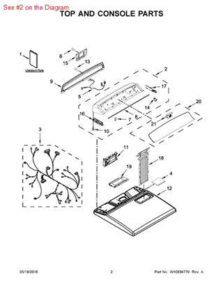Picture of Whirlpool CONSOLE - Part# W10622070