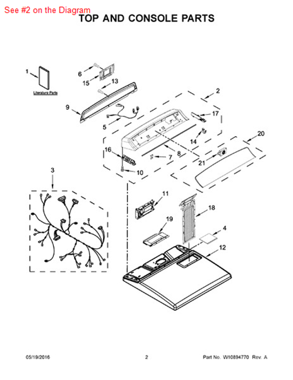 Picture of Whirlpool CONSOLE - Part# W10622070