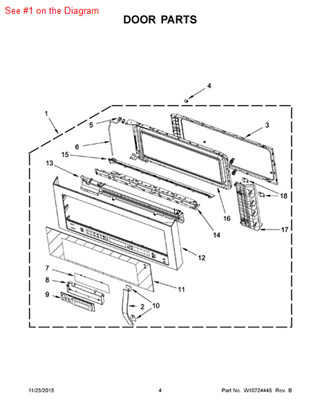 Picture of Whirlpool DOOR/MW - Part# W10622223