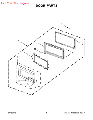 Picture of Whirlpool DOOR/MW - Part# W10629792