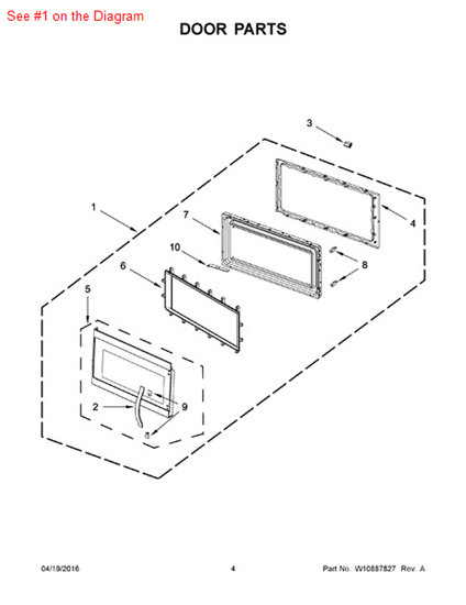 Picture of Whirlpool DOOR/MW - Part# W10629792