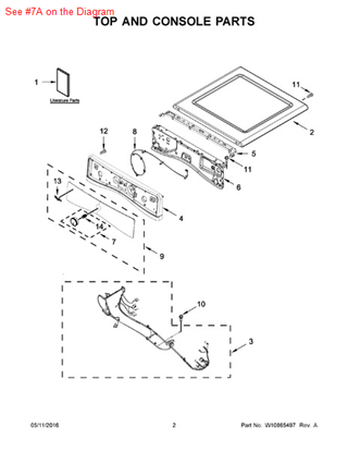 Picture of Whirlpool KNOB - Part# W10631127