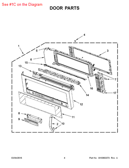 Picture of Whirlpool DOOR/MW - Part# W10631868