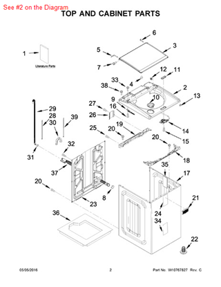 Picture of Whirlpool TOP - Part# W10635913