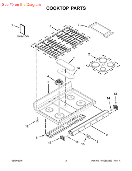 Picture of Whirlpool KNOB - Part# W10643306