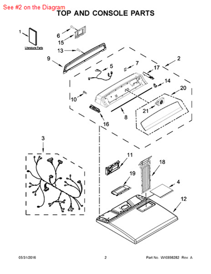 Picture of Whirlpool CONSOLE - Part# W10662516