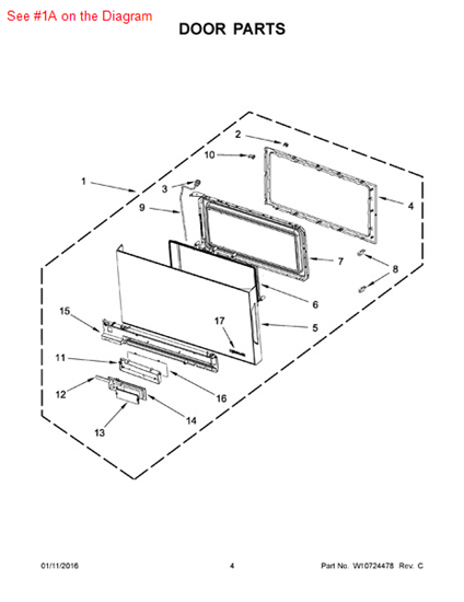 Picture of Whirlpool DOOR/MW - Part# W10665534