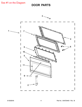 Picture of Whirlpool DOOR/MW - Part# W10672191