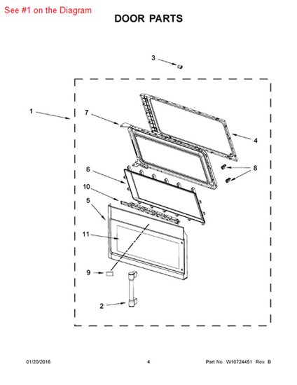 Picture of Whirlpool DOOR/MW - Part# W10672191