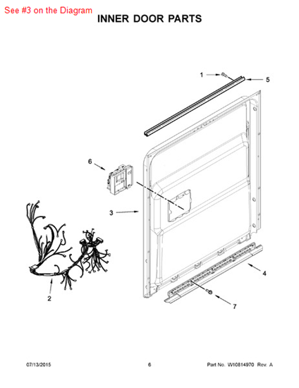 Picture of Whirlpool DOOR-INNER - Part# W10713614