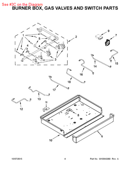 Picture of Whirlpool VALVE-BRNR - Part# W10717629