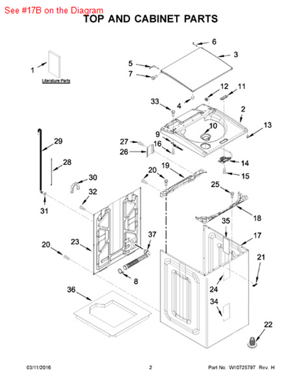Picture of Whirlpool CABINET - Part# W10744644