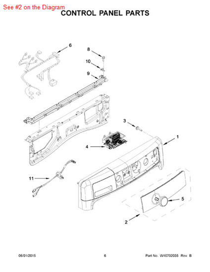 Picture of Whirlpool PANEL-CNTL - Part# W10748426