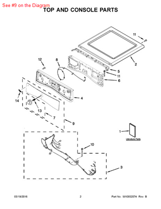 Picture of Whirlpool PANEL-CNTL - Part# W10800226