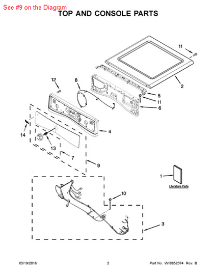 Picture of Whirlpool PANEL-CNTL - Part# W10800226