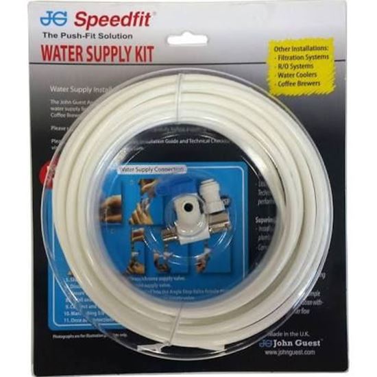 Picture of 1/4" x 25' Refrigerator Ice Maker Install Plastic Tubing Kit W/Piercing Valve and 1/4" Brass Union - Part# PT25