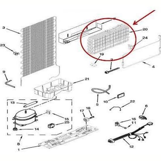 Picture of Whirlpool EVAPORATOR - Part# W10267452