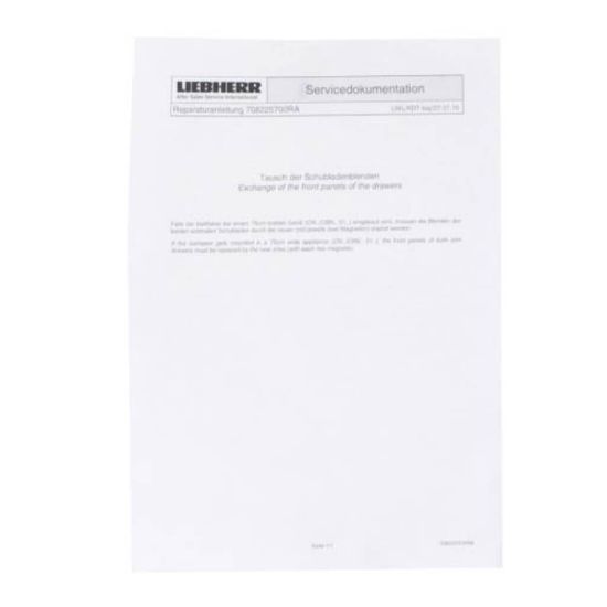 Picture of Liebherr Operating Instructions Part# 708225700