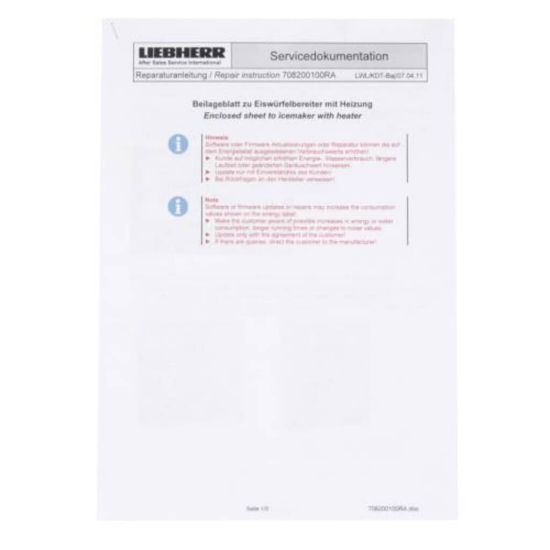 Picture of Liebherr Insert Part# 708200100